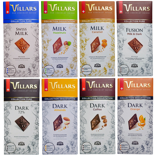 Villars Ultimate Swiss Chocolate Bundle (8 x 100g Bars)